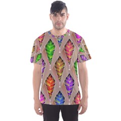 Abstract Background Colorful Leaves Men s Sports Mesh Tee