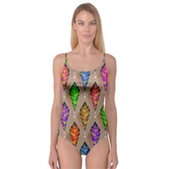 Abstract Background Colorful Leaves Camisole Leotard 