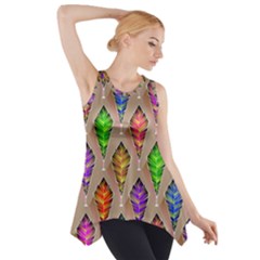 Abstract Background Colorful Leaves Side Drop Tank Tunic by Alisyart