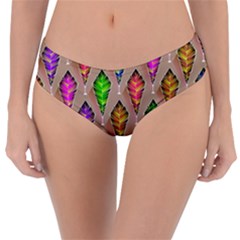 Abstract Background Colorful Leaves Reversible Classic Bikini Bottoms