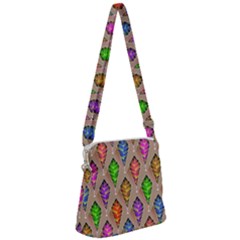 Abstract Background Colorful Leaves Zipper Messenger Bag