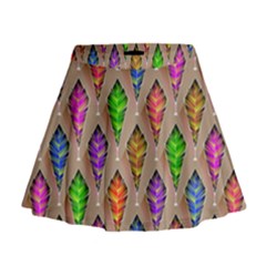 Abstract Background Colorful Leaves Mini Flare Skirt by Alisyart