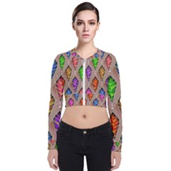 Abstract Background Colorful Leaves Long Sleeve Zip Up Bomber Jacket by Alisyart