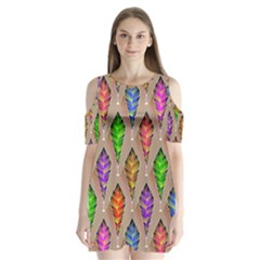 Abstract Background Colorful Leaves Shoulder Cutout Velvet One Piece by Alisyart