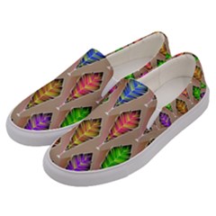 Abstract Background Colorful Leaves Men s Canvas Slip Ons