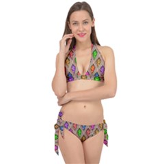 Abstract Background Colorful Leaves Tie It Up Bikini Set