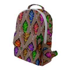 Abstract Background Colorful Leaves Flap Pocket Backpack (large)
