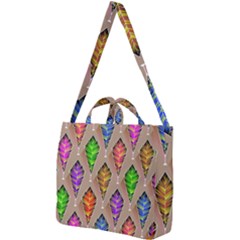 Abstract Background Colorful Leaves Square Shoulder Tote Bag