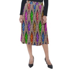Abstract Background Colorful Leaves Classic Velour Midi Skirt  by Alisyart