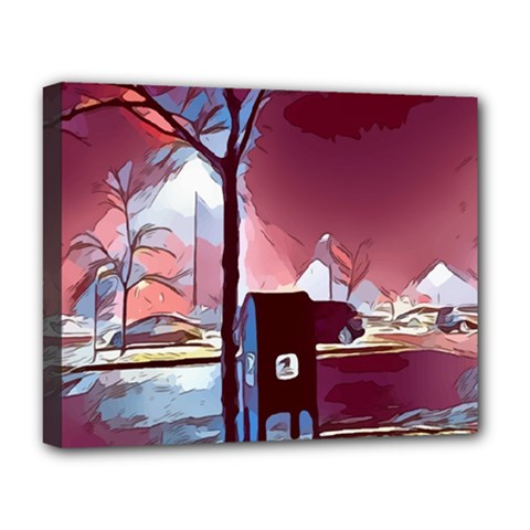 Post Office Mail Mailbox Night Deluxe Canvas 20  X 16  (stretched) by Pakrebo