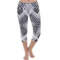 Pattern Tile Repeating Geometric Capri Yoga Leggings by Pakrebo