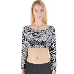 Flames Fire Pattern Digital Art Long Sleeve Crop Top by Pakrebo