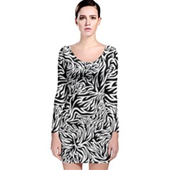 Flames Fire Pattern Digital Art Long Sleeve Velvet Bodycon Dress by Pakrebo