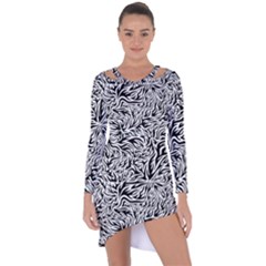 Flames Fire Pattern Digital Art Asymmetric Cut-out Shift Dress by Pakrebo