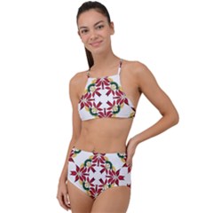 Christmas Wallpaper Background High Waist Tankini Set by Pakrebo