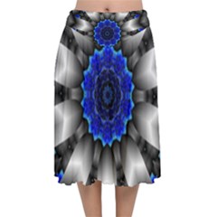 Kaleidoscope Abstract Round Velvet Flared Midi Skirt