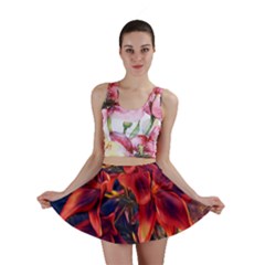 Red Lillies Bloom Flower Plant Mini Skirt by Pakrebo