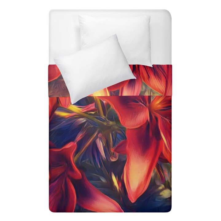 Red Lillies Bloom Flower Plant Duvet Cover Double Side (Single Size)