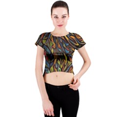 Stained Glass Window Glass Colorful Crew Neck Crop Top by Pakrebo