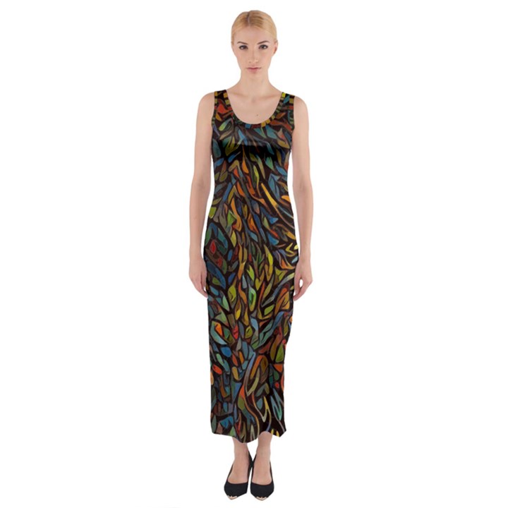 Stained Glass Window Glass Colorful Fitted Maxi Dress