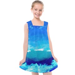 Blue Sky Artwork Drawing Painting Kids  Cross Back Dress by Pakrebo