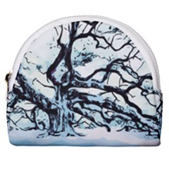 Tree Winter Blue Snow Cold Scene Horseshoe Style Canvas Pouch