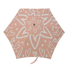 Coral Pattren With White Hearts Mini Folding Umbrellas by alllovelyideas