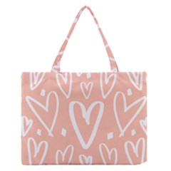 Coral Pattren With White Hearts Zipper Medium Tote Bag by alllovelyideas