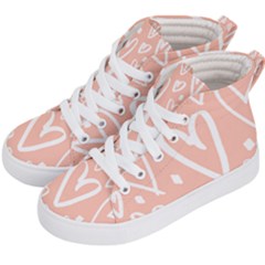 Coral Pattren With White Hearts Kids  Hi-top Skate Sneakers by alllovelyideas