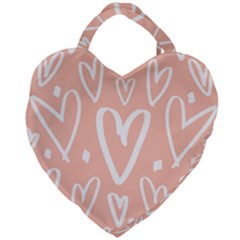 Coral Pattren With White Hearts Giant Heart Shaped Tote by alllovelyideas