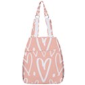 coral pattren with white hearts Center Zip Backpack View1