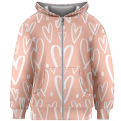 Coral Pattren With White Hearts Kids  Zipper Hoodie Without Drawstring by alllovelyideas