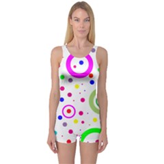 Round Abstract Design One Piece Boyleg Swimsuit