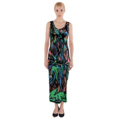 Tree Forest Abstract Forrest Fitted Maxi Dress