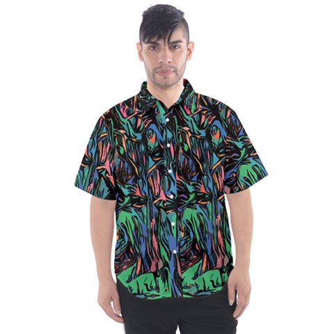 Tree Forest Abstract Forrest Men s Short Sleeve Shirt by Pakrebo