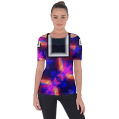 Box Abstract Frame Square Shoulder Cut Out Short Sleeve Top by Pakrebo