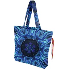 Background Blue Flower Drawstring Tote Bag by Pakrebo
