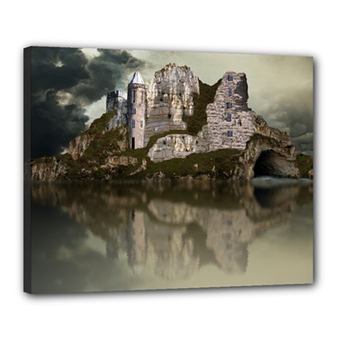 Sea Fortress Lake Reflection Sky Canvas 20  X 16  (stretched) by Pakrebo