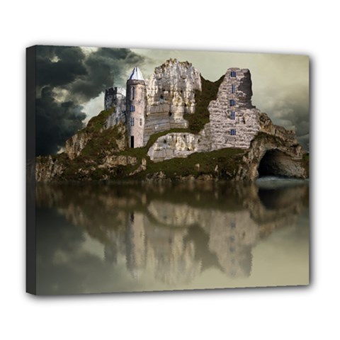 Sea Fortress Lake Reflection Sky Deluxe Canvas 24  X 20  (stretched) by Pakrebo