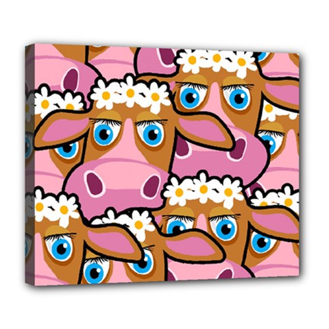 Pink Cows Deluxe Canvas 24  X 20  (stretched) by ArtworkByPatrick