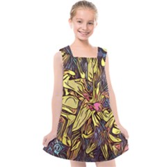 Lilies Abstract Flowers Nature Kids  Cross Back Dress by Pakrebo