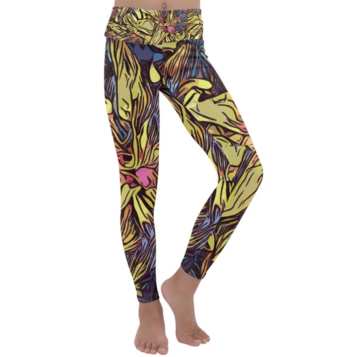 Lilies Abstract Flowers Nature Kids  Lightweight Velour Classic Yoga Leggings