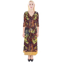 Tree Monster Maestro Landscape Quarter Sleeve Wrap Maxi Dress by Pakrebo