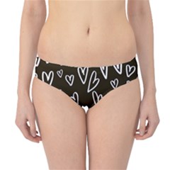 White Hearts - Black Background Hipster Bikini Bottoms by alllovelyideas