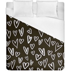 White Hearts - Black Background Duvet Cover (california King Size) by alllovelyideas