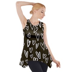 White Hearts - Black Background Side Drop Tank Tunic by alllovelyideas