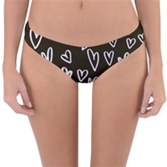 White Hearts - Black Background Reversible Hipster Bikini Bottoms by alllovelyideas