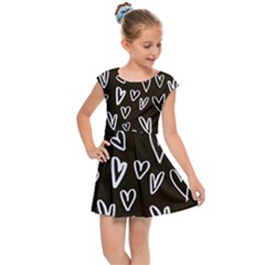 White Hearts - Black Background Kids  Cap Sleeve Dress by alllovelyideas