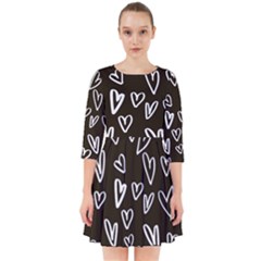 White Hearts - Black Background Smock Dress by alllovelyideas