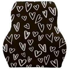 White Hearts - Black Background Car Seat Velour Cushion  by alllovelyideas